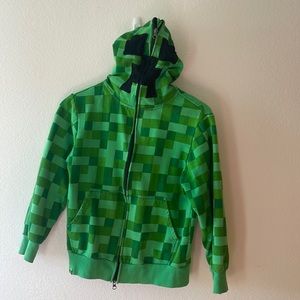 Minecraft Creeper Full Zip Hoodie. Boys size M